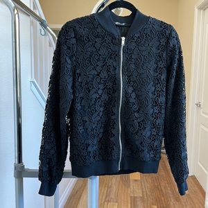 Zara black lace zip jacket cardigan